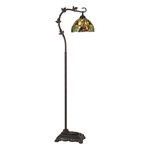 HomeRoots 61" Elegant Bronze Floor Lamp with Colorful Green & Yellow Glass Shade – Perfect for Any Room! 526269