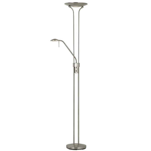 HomeRoots 71" Nickel LED Torchiere Floor Lamp - Modern Dome Shade with Adjustable Brightness for Any Room 526270
