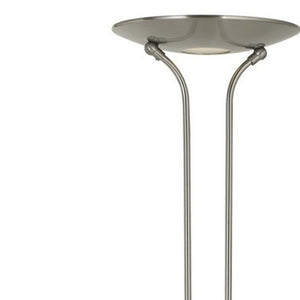 HomeRoots 71" Nickel LED Torchiere Floor Lamp - Modern Dome Shade with Adjustable Brightness for Any Room 526270