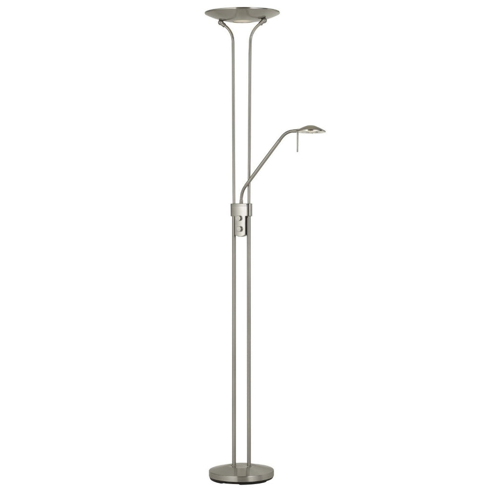 HomeRoots 71" Nickel LED Torchiere Floor Lamp - Modern Dome Shade with Adjustable Brightness for Any Room 526270