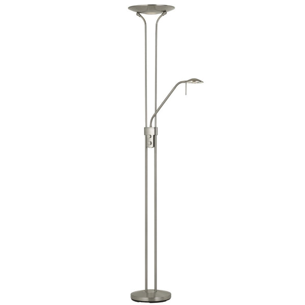HomeRoots 71" Nickel LED Torchiere Floor Lamp - Modern Dome Shade with Adjustable Brightness for Any Room 526270