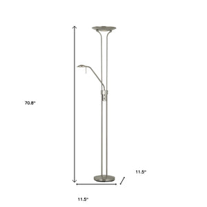 HomeRoots 71" Nickel LED Torchiere Floor Lamp - Modern Dome Shade with Adjustable Brightness for Any Room 526270