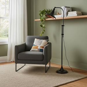 HomeRoots 58" Bronze Metal Floor Lamp – Adjustable Dome Shade for Elegant Lighting in Living Room & Office 526271