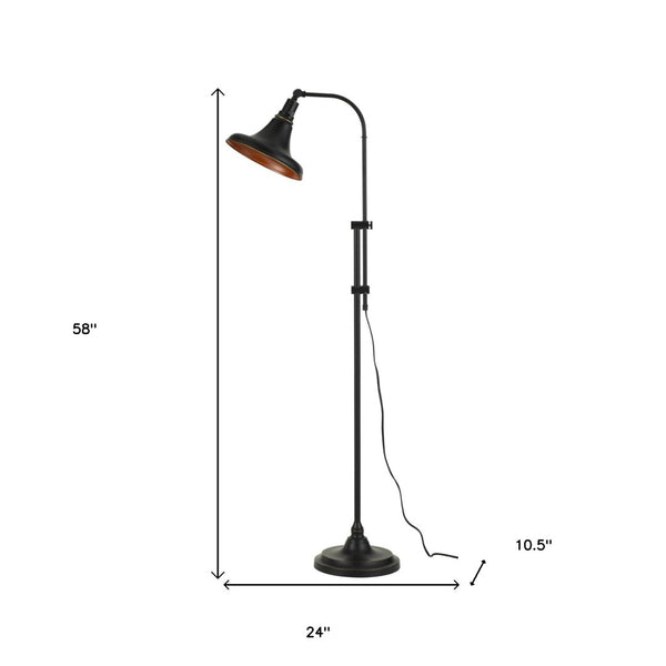 HomeRoots 58" Bronze Metal Floor Lamp – Adjustable Dome Shade for Elegant Lighting in Living Room & Office 526271