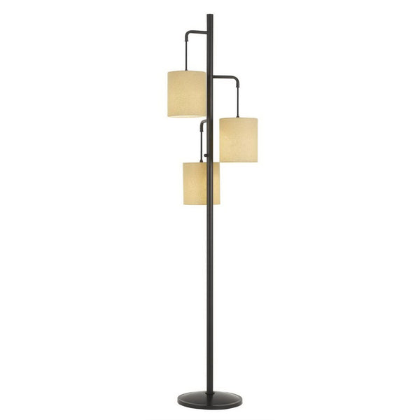 HomeRoots 72" Bronze Three-Light Traditional Floor Lamp with Dimmable Beige Shade for Cozy Ambience 526272