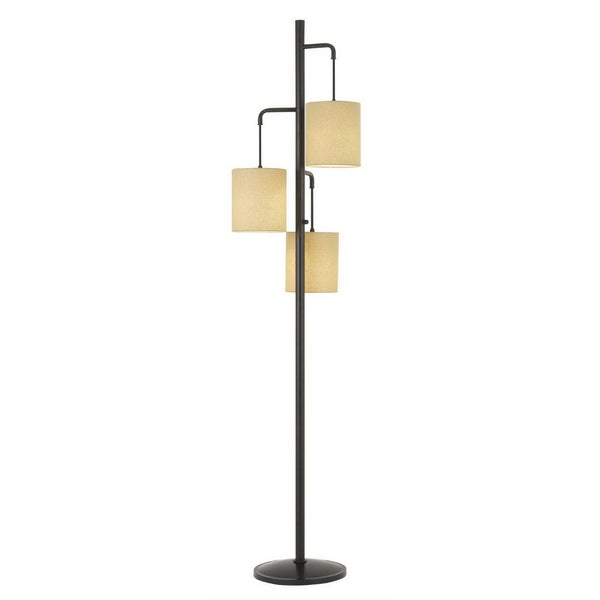 HomeRoots 72" Bronze Three-Light Traditional Floor Lamp with Dimmable Beige Shade for Cozy Ambience 526272
