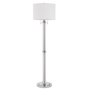 HomeRoots 60" Chrome Floor Lamp - Elegant Two-Light Design with White Shade for Living Room & Bedroom Decor 526273