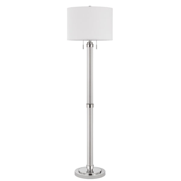 HomeRoots 60" Chrome Floor Lamp - Elegant Two-Light Design with White Shade for Living Room & Bedroom Decor 526273