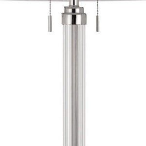 HomeRoots 60" Chrome Floor Lamp - Elegant Two-Light Design with White Shade for Living Room & Bedroom Decor 526273