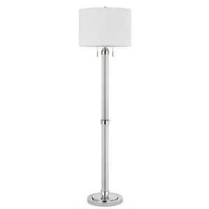 HomeRoots 60" Chrome Floor Lamp - Elegant Two-Light Design with White Shade for Living Room & Bedroom Decor 526273
