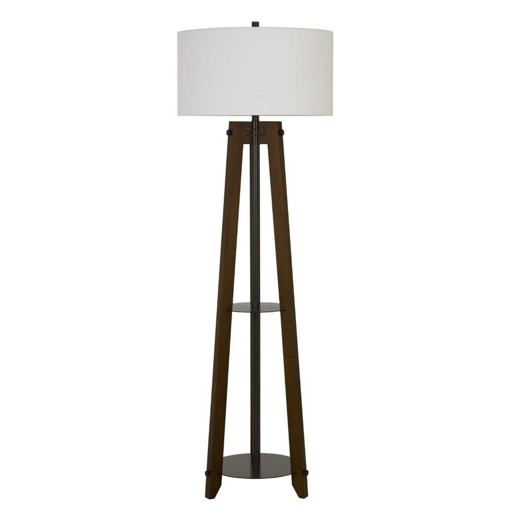 HomeRoots 65" Brown Tripod Floor Lamp - Modern Industrial Design with Dimmable White Shade for Any Room 526274