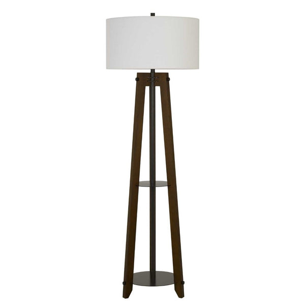 HomeRoots 65" Brown Tripod Floor Lamp - Modern Industrial Design with Dimmable White Shade for Any Room 526274
