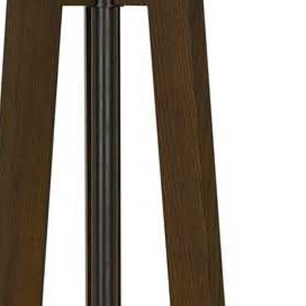HomeRoots 65" Brown Tripod Floor Lamp - Modern Industrial Design with Dimmable White Shade for Any Room 526274