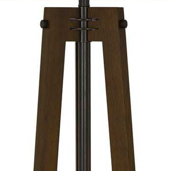 HomeRoots 65" Brown Tripod Floor Lamp - Modern Industrial Design with Dimmable White Shade for Any Room 526274