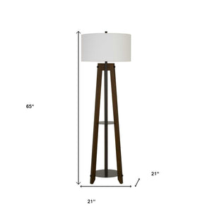 HomeRoots 65" Brown Tripod Floor Lamp - Modern Industrial Design with Dimmable White Shade for Any Room 526274