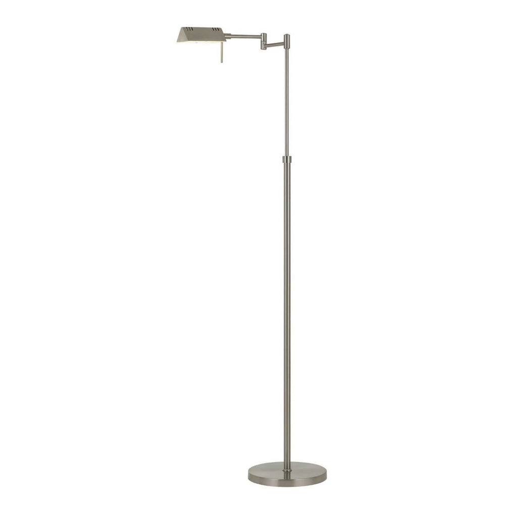 HomeRoots 61" Adjustable Nickel Metal Floor Lamp with Gray Shade - Modern Design, Dimmable, Perfect for Any Room 526276