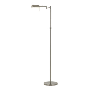 HomeRoots 61" Adjustable Nickel Metal Floor Lamp with Gray Shade - Modern Design, Dimmable, Perfect for Any Room 526276