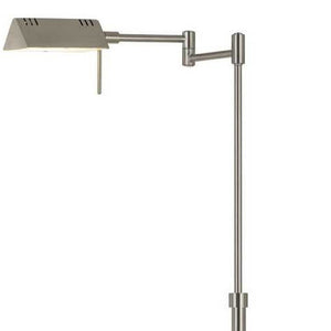 HomeRoots 61" Adjustable Nickel Metal Floor Lamp with Gray Shade - Modern Design, Dimmable, Perfect for Any Room 526276