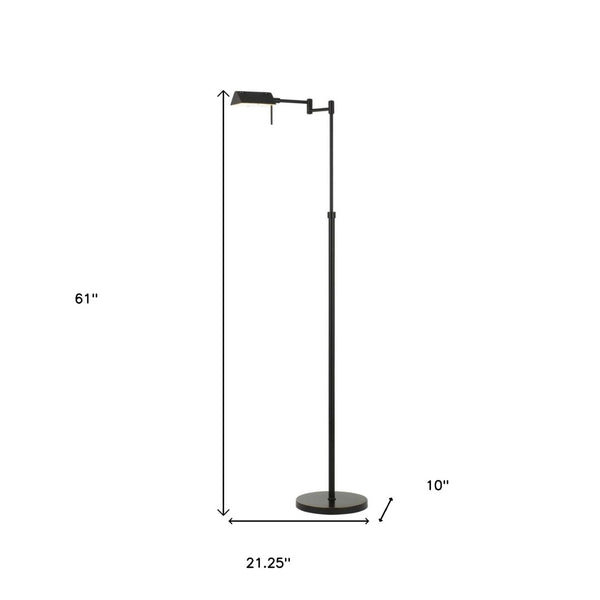 HomeRoots 61" Bronze Adjustable Swing Arm Floor Lamp - Stylish, Versatile Design with Dimming and LED Efficiency 526277