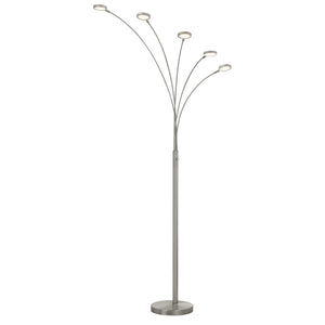 HomeRoots 72" Modern Nickel Arc Floor Lamp with Dimmable LED Lights - Sleek Design for Elegant Spaces 526279