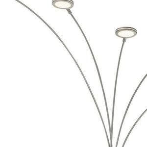 HomeRoots 72" Modern Nickel Arc Floor Lamp with Dimmable LED Lights - Sleek Design for Elegant Spaces 526279