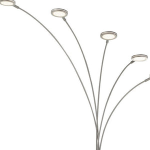 HomeRoots 72" Modern Nickel Arc Floor Lamp with Dimmable LED Lights - Sleek Design for Elegant Spaces 526279