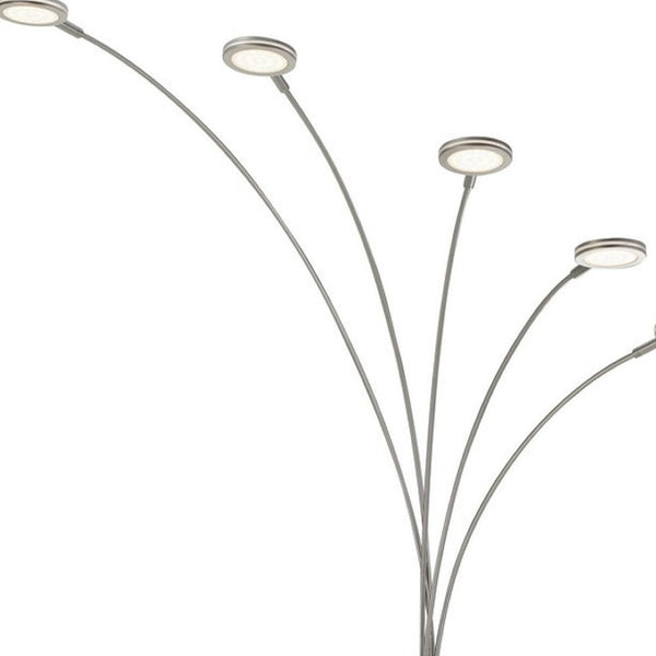 HomeRoots 72" Modern Nickel Arc Floor Lamp with Dimmable LED Lights - Sleek Design for Elegant Spaces 526279