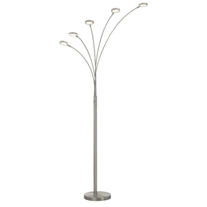 HomeRoots 72" Modern Nickel Arc Floor Lamp with Dimmable LED Lights - Sleek Design for Elegant Spaces 526279