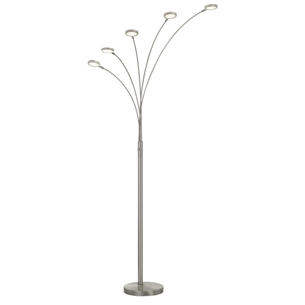 HomeRoots 72" Modern Nickel Arc Floor Lamp with Dimmable LED Lights - Sleek Design for Elegant Spaces 526279