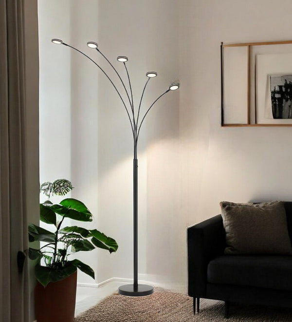 HomeRoots 72" Bronze Arc Floor Lamp with 5 LED Lights – Contemporary Design for Cozy Illumination & Style 526280