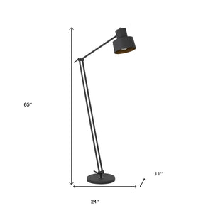 HomeRoots 65" Elegant Adjustable Traditional Floor Lamp with Black Dome Shade for Customizable Lighting 526286