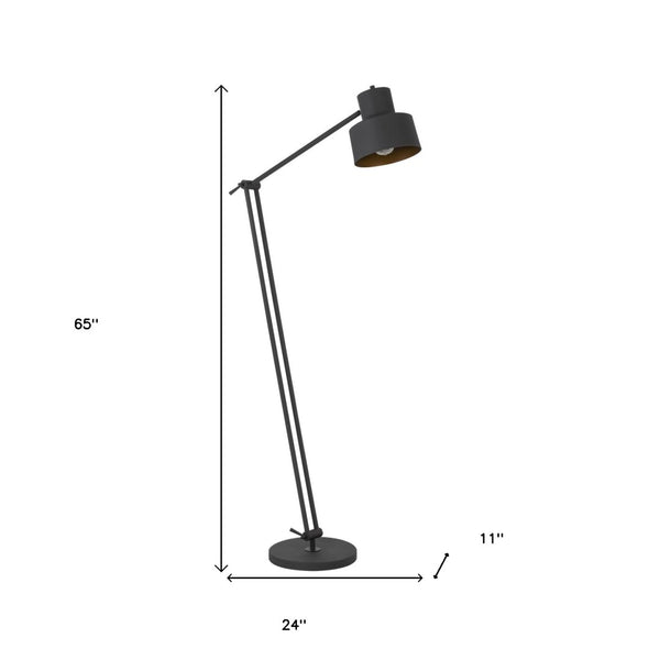HomeRoots 65" Elegant Adjustable Traditional Floor Lamp with Black Dome Shade for Customizable Lighting 526286