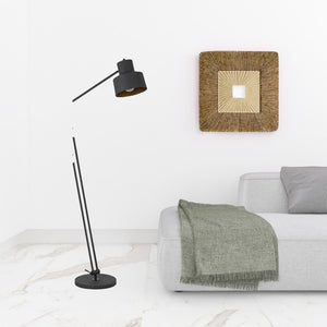 HomeRoots 65" Elegant Adjustable Traditional Floor Lamp with Black Dome Shade for Customizable Lighting 526286