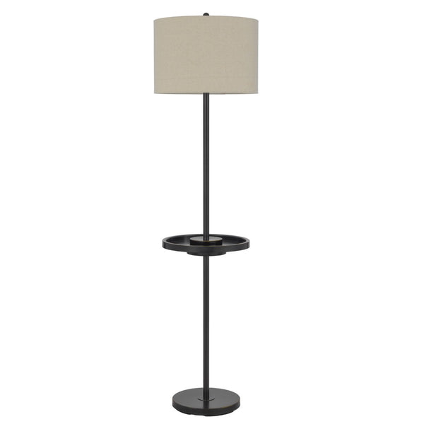HomeRoots 62" Elegant Bronze Tray Table Floor Lamp with USB Charging & Dimmable Shade for Stylish Ambiance 526289