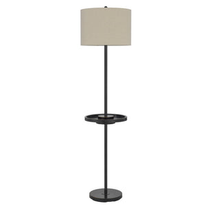 HomeRoots 62" Elegant Bronze Tray Table Floor Lamp with USB Charging & Dimmable Shade for Stylish Ambiance 526289