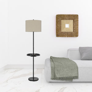 HomeRoots 62" Elegant Bronze Tray Table Floor Lamp with USB Charging & Dimmable Shade for Stylish Ambiance 526289