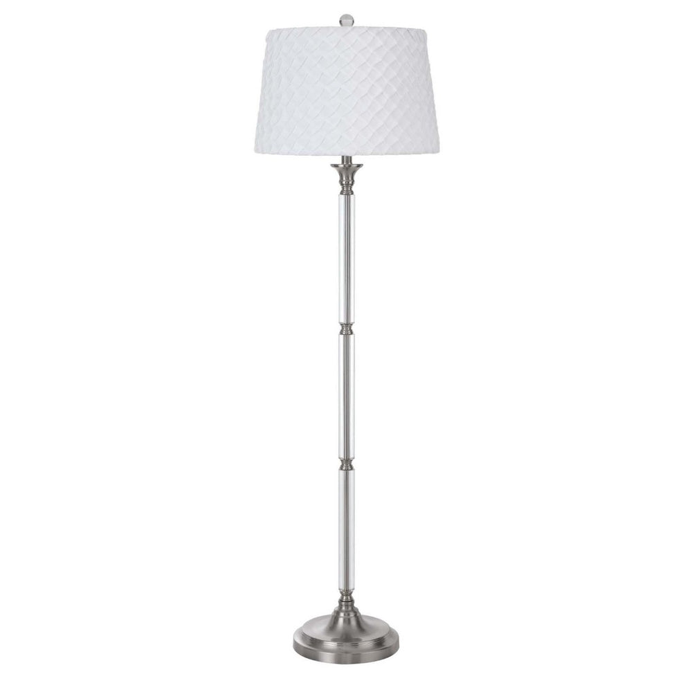 HomeRoots 60" Nickel Traditional Floor Lamp with White Square Shade - Adjustable Brightness for Any Space 526291