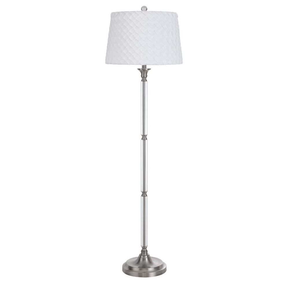 HomeRoots 60" Nickel Traditional Floor Lamp with White Square Shade - Adjustable Brightness for Any Space 526291