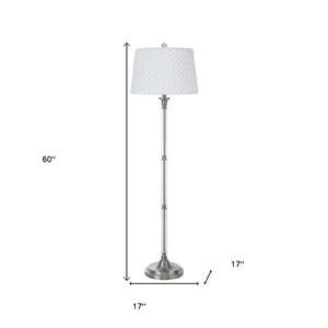 Homeroots 60" Nickel Traditional Shaped Floor Lamp With White Square Shade  Metal 526291