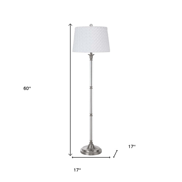 Homeroots 60" Nickel Traditional Shaped Floor Lamp With White Square Shade  Metal 526291