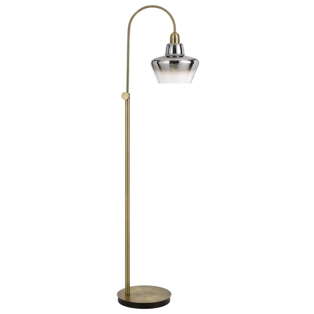 HomeRoots 61" Brass Adjustable Arc Floor Lamp - Elegant Antiqued Glass Shade for Stylish Ambient Lighting 526292