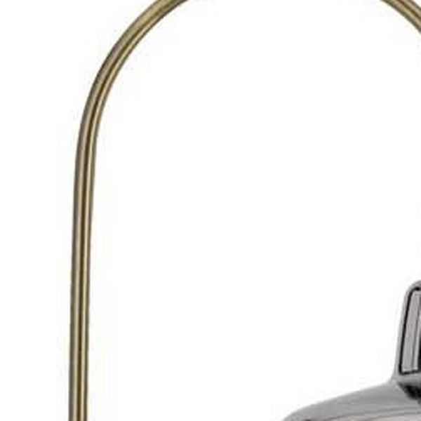 HomeRoots 61" Brass Adjustable Arc Floor Lamp - Elegant Antiqued Glass Shade for Stylish Ambient Lighting 526292