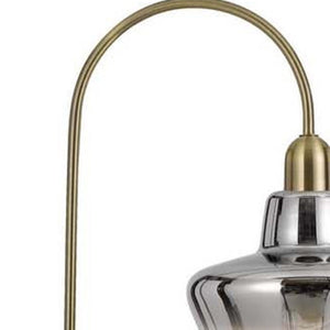 HomeRoots 61" Brass Adjustable Arc Floor Lamp - Elegant Antiqued Glass Shade for Stylish Ambient Lighting 526292