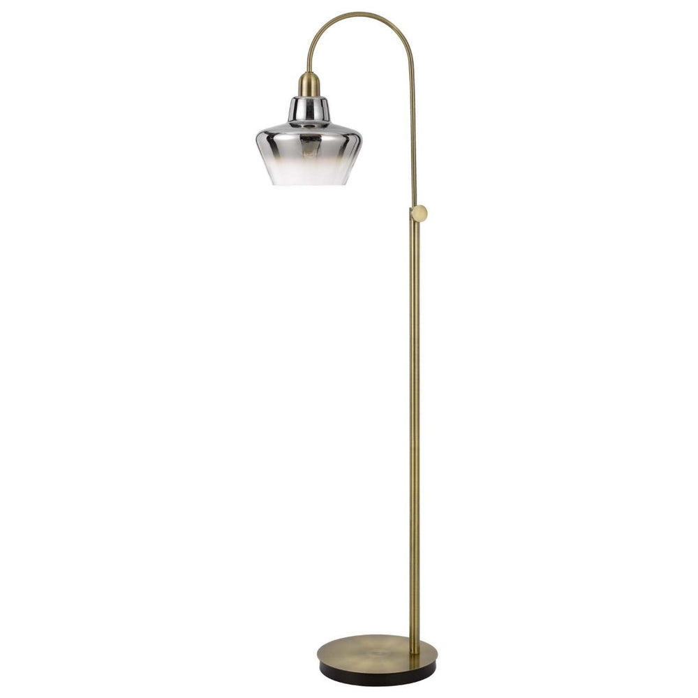 HomeRoots 61" Brass Adjustable Arc Floor Lamp - Elegant Antiqued Glass Shade for Stylish Ambient Lighting 526292