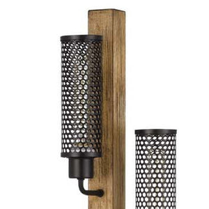 HomeRoots 61" Brown Three-Light Floor Lamp with Black Shade - Stylish, Adjustable Lighting for Any Room 526293