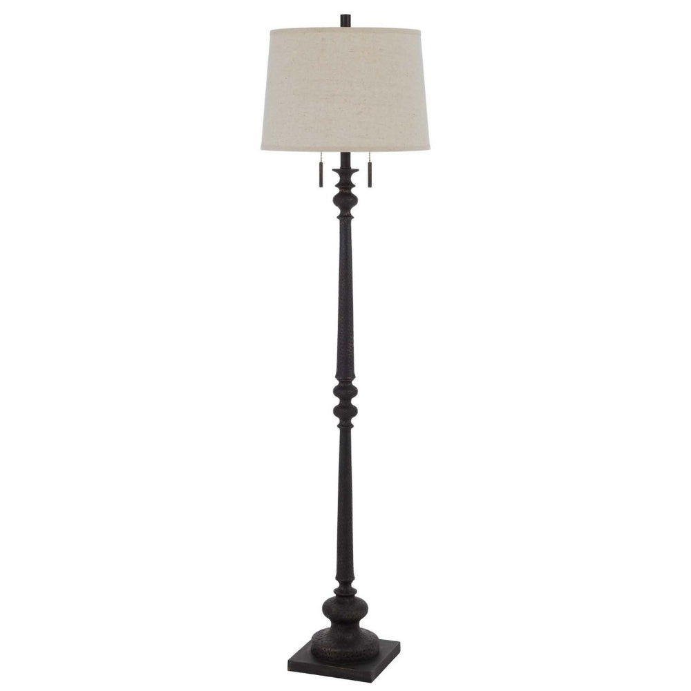 HomeRoots 63" Rustic Two-Light Floor Lamp with Beige Shade - Perfect for Farmhouse & Industrial Decor Spaces! 526294