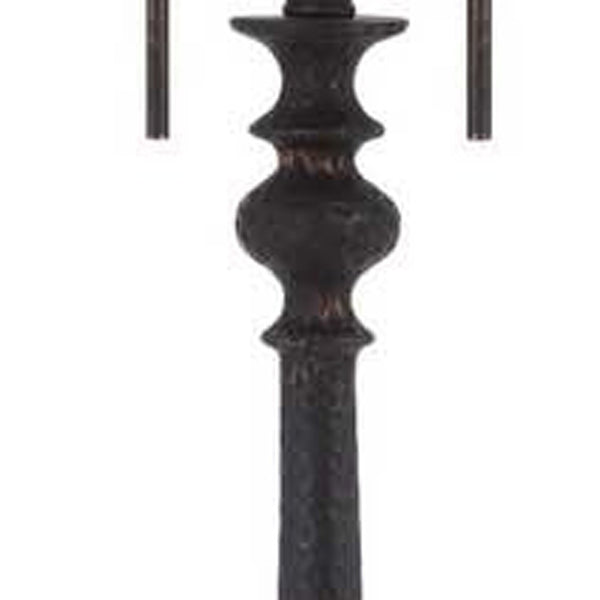 Homeroots 63" Rusted Two Light Traditional Shaped Floor Lamp With Beige Square Shade  Metal 526294