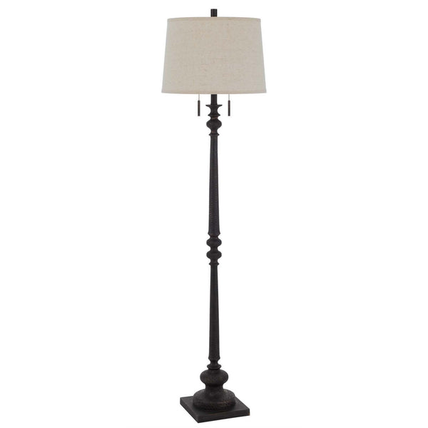 Homeroots 63" Rusted Two Light Traditional Shaped Floor Lamp With Beige Square Shade  Metal 526294