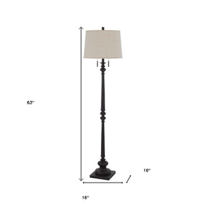 Homeroots 63" Rusted Two Light Traditional Shaped Floor Lamp With Beige Square Shade  Metal 526294