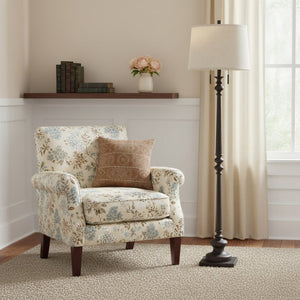 HomeRoots 63" Rustic Two-Light Floor Lamp with Beige Shade - Perfect for Farmhouse & Industrial Decor Spaces! 526294